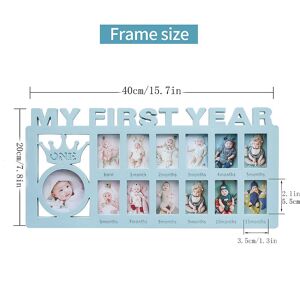 PatPat My First Year Frame Baby Picture Keepsake Frame for Photo Memories for Newborn Gifts  - Light Blue