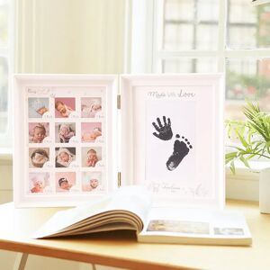 PatPat Newborn Baby Handprint and Footprint Ink Pad with Picture Frame and Display Stand  - White