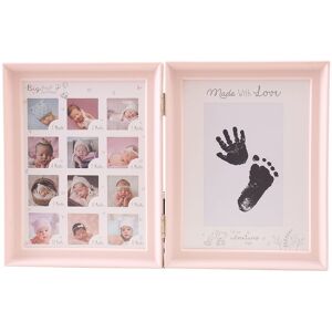 PatPat Newborn Baby Handprint and Footprint Ink Pad with Picture Frame and Display Stand  - Light Pink