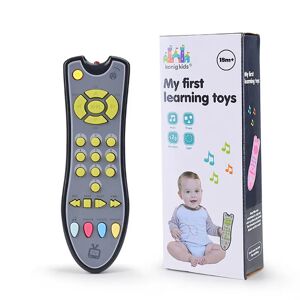 PatPat Baby Simulation Musical Remote TV Controller Instrument with Music English Learning Remote Control Toy Early Development Educational Cognitive Toys  - Grey