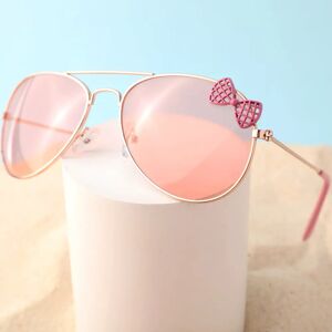 PatPat Toddler/kids Girl Sweet Sunglasses with Metal Frame and Decorative Bow-Tie Cat-Eye Lenses  - Pink