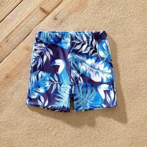 PatPat Family Matching Palm Leaves Print Blue One-piece Swimsuit  - Blue