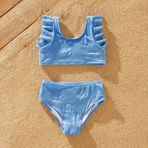 PatPat Family Matching Flower Textured Fabric Twist 2-Piece Halter Swimsuit or Swim Trunks  - Blue