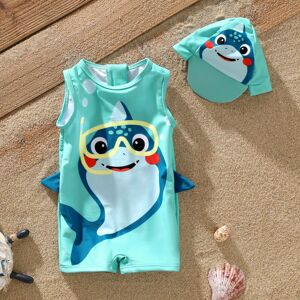 PatPat 2pcs Baby Boy's Childlike 3D Hyper-Tactile Marine Animals Print Swimwear  - Turquoise