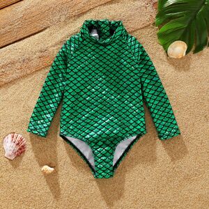 PatPat Toddler Girl's Marine Element Stand Collar Tight One-Piece Swimsuit  - Green