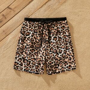 PatPat Family Matching Leopard Printed Swim Trunks or One-Piece Cross Back Splicing Swimsuit  - Black