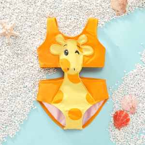 PatPat Toddler Girl Playful Giraffe Design Sleeveless Onepiece Swimsuit  - Orange