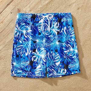 PatPat Family Matching Plant Print Ruffled Two-piece Swimsuit or Swim Trunks Shorts  - Blue