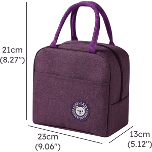 PatPat Functional Pattern Waterproof Lunch Box Portable Insulated Canvas Lunch Bag Food Picnic Lunch Bag Kids Women  - Deep Magenta