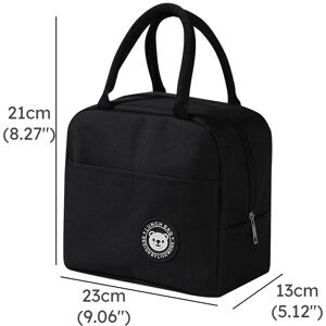 PatPat Functional Pattern Waterproof Lunch Box Portable Insulated Canvas Lunch Bag Food Picnic Lunch Bag Kids Women  - Black