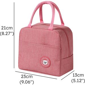 PatPat Functional Pattern Waterproof Lunch Box Portable Insulated Canvas Lunch Bag Food Picnic Lunch Bag Kids Women  - Pink