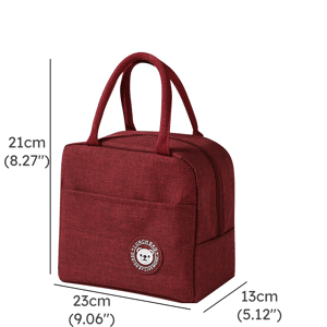 PatPat Functional Pattern Waterproof Lunch Box Portable Insulated Canvas Lunch Bag Food Picnic Lunch Bag Kids Women  - Burgundy