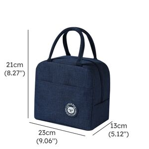 PatPat Functional Pattern Waterproof Lunch Box Portable Insulated Canvas Lunch Bag Food Picnic Lunch Bag Kids Women  - Dark Blue