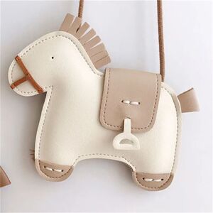 PatPat Toddler/kids Girl/Boy Childlike Handcrafted Horse Shaped Crossbody Bag  - White