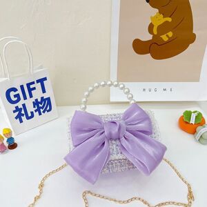 PatPat Toddler/kids Girl Little Chanel Style Children's Shoulder Bag with Butterfly Bow  - Purple