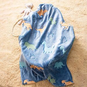 PatPat Luminous Double-sided Fleece Blankets Kids Cartoon Dinosaur Throw Blanket Nap Blanket  - Blue