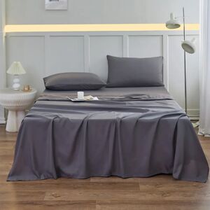 PatPat Solid Color Bedding Set: Three-piece Set with Fitted Sheet, Pillowcase, and Flat Sheet  - Grey