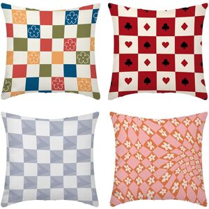 PatPat 4-Pack Color-block Geometric Checkered Print Pillow Covers (Pillow Core not included)  - PLAID