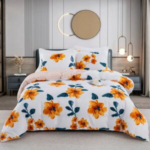 PatPat 2/3pcs Soft and Comfortable Jacquard Daisy Design Bedding Set,Includes Duvet Cover and Pillowcases  - Multicolour-1