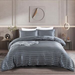 PatPat 2/3pcs Simple Style Satin Striped Polyester Bedding,including Duvet Cover and Pillowcases  - Grey