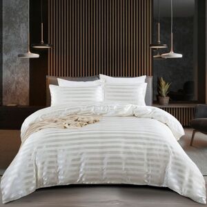 PatPat 2/3pcs Simple Style Satin Striped Polyester Bedding,including Duvet Cover and Pillowcases  - White