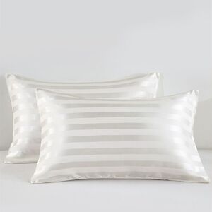 PatPat 2pcs Low-Key Luxury Solid Satin Pillowcases in 4 Sizes for Bedding  - White