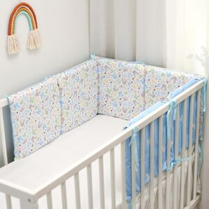 PatPat 1-piece 100% Cotton Baby Crib Bumpers Removable Guard Rail Padded Circumference Bed Protection Safety Bed Side Rail Guard Protector  - Light Blue