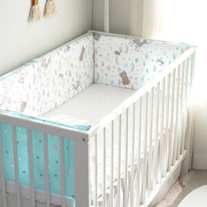 PatPat 1-piece 100% Cotton Gauze Cartoon Pattern Removable Baby Crib Rail Padded Bumpers Safety Bed Side Rail Guard Protector  - Blue