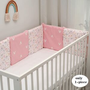 PatPat 1-piece 100% Cotton Baby Crib Bumpers Removable Guard Rail Padded Circumference Bed Protection Safety Bed Side Rail Guard Protector  - Pink