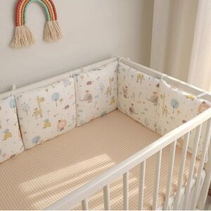 PatPat 1-piece 100% Cotton Newborn Baby Bed Guardrail Bed Fence Baby Anti-collision Printing Pattern Removable And Washable Baby Bed Safety Rails  - Beige