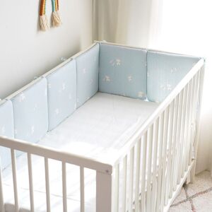 PatPat 1-piece 100% Cotton Newborn Baby Bed Guardrail Bed Fence Baby Anti-collision Printing Pattern Removable And Washable Baby Bed Safety Rails  - Light Blue