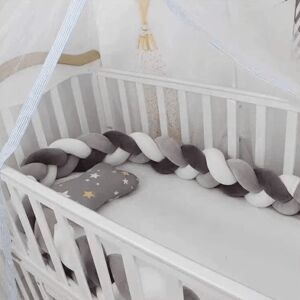 PatPat Crystal Velvet Braided Bumper with Anti-collision Design for Baby Bed  - Dark Grey