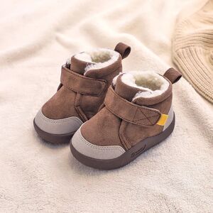 PatPat Toddler / Kid Colorblock Velcro Closure Fleece-lining Prewalker Shoes  - Coffee