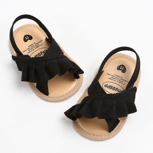 PatPat Baby Ruffle Sweet Solid Toddler Sandals  - Black