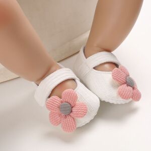 PatPat Baby / Toddler Girl Pretty 3D Floral Decor Velcro Shoes  - White