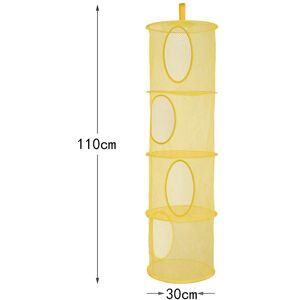 PatPat Foldable Hanging Storage Mesh 4 Tier Suspension Stuffed Animal Toys Storage Hammock Space Saver Bags Organizer  - Yellow