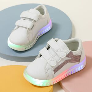 PatPat Baby/ Toddler's Sequin Stripe LED Sneaker  - Pink