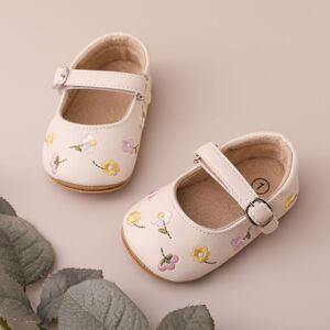PatPat Baby Girl Sweet Floral Embroidery Prewalker Shoes  - Apricot