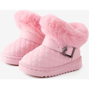 PatPat Toddler & Kids Basic Solid Color Buckle Decor Snow Boots  - Dark Pink