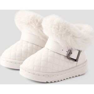 PatPat Toddler & Kids Basic Solid Color Buckle Decor Snow Boots  - Creamy White