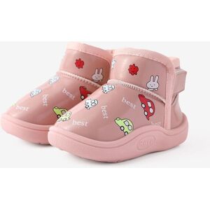 PatPat Toddler & Kids Childlike Cartoon Vehicle & Rabbit Print Fleece Snow Boots  - Dark Pink