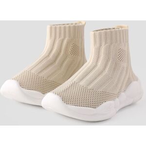 PatPat Toddler Solid Breathable Slip-on Athletic Flyknit Sports Shoes  - Beige