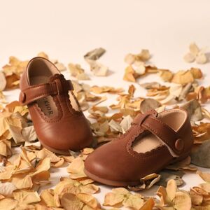 PatPat Toddler/Kids Girl Casual Solid Velcro Leather Shoes  - Brown