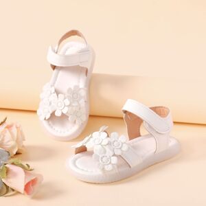 PatPat Toddler/Kids Sweet Hyper-Tactile Floral Velcro Sandals  - White