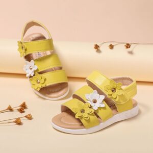 PatPat Toddler/Kids Girl Casual 3D Hyper-Tactile Floral Pattern Velcro Sandals  - Yellow