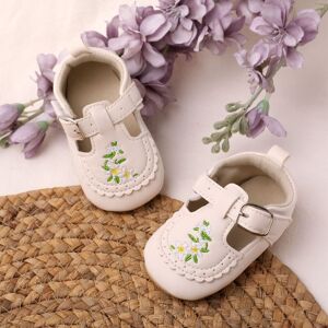 PatPat Baby Girl Casual Broken Flower Design Buckle Velcro Prewalker Shoes  - Beige