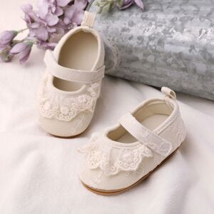 PatPat Baby Girl Sweet Lace Ruffle Edge Velcro Prewalker Shoes  - White