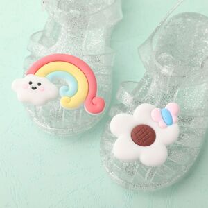 PatPat Toddler/Kid Girl 3D Big Flower and Rainbow Design Buckle Sandals  - White