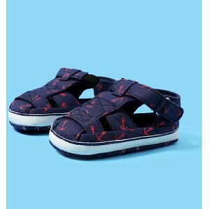 PatPat Baby/Toddler Marine Element Design Anchor Pattern Velcro Closure Canvas Pre-Walker Shoes  - Deep Blue