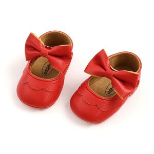 PatPat Baby Girl Sweet Hyper-Tactile 3D Bow-tie Solid Prewalker Shoes  - Red